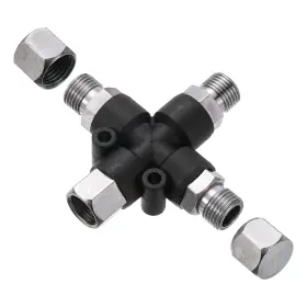 Zaplyte 679209748718 1/8 Inch Bsp 3 Way Air Brush Adapter Hose Splitter Manifold With Plug Nut