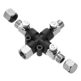 Zaplyte 679209771471 1/8 Inch Bsp 3 Way Air Brush Adapter Hose Splitter Manifold With Knob Valve