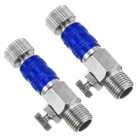 Zaplyte 680811553539 2pcs 1/8 Air Brush Connector Quick Airflow Control Valve Release Blue