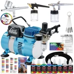 3 Professional Airbrushing System Kit - 6 Primary Colors Acrylic Paint. Fixed Price $149.99.
