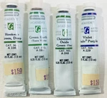 Vintage Grumbacher Watercolor Paints 4 .25 Ml Tubes Greens & Thalo Purple. Fixed Price $22.95.