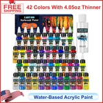 Airbrush Paint - 42 Colors With 4.05 Fl Oz Thinner, Iridescent, Neon & Metallic. Fixed Price $49.99.