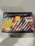 Set With 12 Art Brushes 24 Colors Acrylic Painting Canvas Wood Fabric. Fixed Price $43.99.