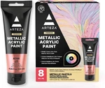 Pastel Acrylic Paint, Set Of 8, Metallic Tones, 4.06 Fl Oz Tubes, High Viscosity. Fixed Price $65.99.
