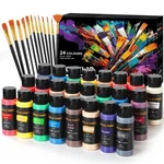 Acrylic Paint Set 24 COLORS(2OZ /60ML) With 12 Brushes,rich Pigmented, Premiu.... Fixed Price $27.81.