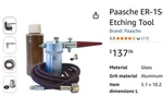 Paasche Air Eraser (ER-1S) Abrasive Etching Tool. Fixed Price $69.29.