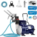 Airbrush Kit Dual-action Compressor Art Nail Tattoo Makeup Model Blue. Fixed Price $78.96.