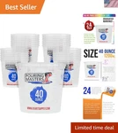 Durable 40-OUNCE Plastic Mixing Cups 24 Count Set With Measurements Oz & Ml. Fixed Price $43.99.