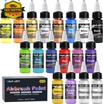 Airbrush Paint Set 16 Colors Acrylic Water Based W/ Thinner 18 Bottles. Fixed Price $35.49.