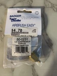 Badger Airbrush Easy 1/4 Compressor Adaptor (with Bleeder Hole) # 50-0231. Fixed Price $10.00.