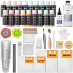 Nicpro Acrylic Pouring Kit, Artist Starter Supplies 105 Piece Set, 19 Colors. Fixed Price $61.35.