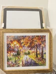 Daniel Wall Framed Impressionist Oil Painting Park Landscape Canvas, Signed. Fixed Price $400.00.