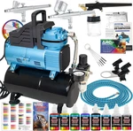 Cool Runner Dual Fan Compressor & 3 Airbrushes With Acrylic Paint Set. Fixed Price $333.99.
