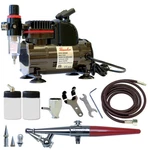 Paasche 1/5 Hp Airbrush Compressor W/h Single Action Set W/three Heads. Fixed Price $188.48.