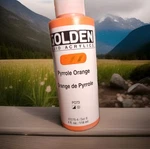 Golden Fluid Acrylics Artist Paint 4-FL Oz Bottle Pyrrole Orange. Fixed Price $14.99.