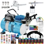 Master Compressor Kit With 2 Airbrushes, 6 Acrylic Paint Colors Art Set. Fixed Price $139.99.