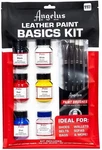 Angelus Basics Leather Kit 5 Paints And 6 Brushes For Repair Customizing. Fixed Price $34.99.