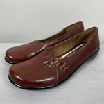 Clarks Women's 9 Slip-on Shoes Brown Leather Cutout Striped Detail Classic. Fixed Price $29.99.