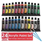 Fantastory 12ML 24 Colors Acrylic Paint Set With 3 Brushes For Crafts. Fixed Price $12.99.