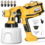 Paint Sprayer, Cosyjazz 1200W Hvlp Gun With 5 Nozzles & 3 P.... Fixed Price $43.34.