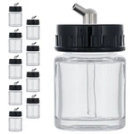 10 Airbrush 3/4OZ Glass Jar Bottles 60 Angle Adaptor Lid Assembly Single-action. Fixed Price $18.99.