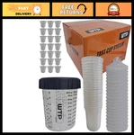 Disposable Paint System Kit - 25 Lids, Liners, Hard Cup, 10 Caps 650M. Fixed Price $41.39.