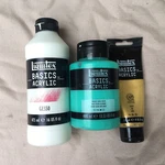 Liquitex 220719 Basics Acrylic 400ML Bright Aqua Green, Gesso, Gold. Fixed Price $15.00.