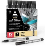 Arteza Acrylic Paint Markers, Pack Of 12, Black Pens,. Fixed Price $13.90.