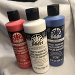 Folkart Multi-surface Satin Acrylic Paint Red-white-blue Trio 8OZ. Fixed Price $22.50.