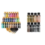 Folkart Acrylic Craft Paint Set With Brushes + Metallic. Fixed Price $125.54.