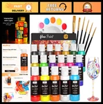 18 Colors Stained Glass Paint Set - Waterproof Acrylic Enamel For & Cerami. Fixed Price $41.35.