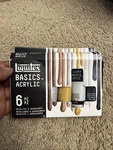 Liquitex Basics Acrylic Paint Metallic & Iridescent Colours Set 6 22ML. Fixed Price $21.99.