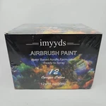 Imyyds Airbrush Paint, 12 Color Acrylic Set, Water Based Ready. Fixed Price $25.00.