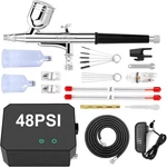 Gocheer Airbrush Kit With Compressor, 40 48 High Psi, Black. Fixed Price $89.99.