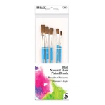 Bazic Flat Natural Hair Paint Brush Set, 5-PACK For Acrylic, Oil & Watercolor. Fixed Price $11.84.