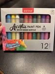 Zeyar Acrylic Paint Pens, 12 Colors, Water Based Medium Tips. Fixed Price $11.00.