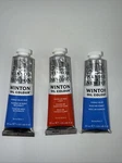 Combo Of 3 Winsor And Newton Winton Oil Colour 1.25 Oz. Cadmium RED,2 Blue. Fixed Price $29.99.