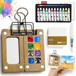 Mini Portable Watercolor Paint Set - 12 Colors W/ Palette & Book Travel Art Ki. Fixed Price $29.32.