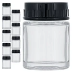 10PK Airbrush 3/4OZ Glass Jar Bottles With Plastic Lids, Store Paint Siphon Feed. Fixed Price $17.99.