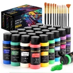 Tmol Acrylic Paint Set, 24 Colors Oz/bottle With 12 Art Brushes, Suppli.... Fixed Price $23.49.