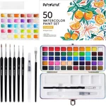Pottreative Watercolor Paint Set 50 Colors With Brushes And Metal Case. Fixed Price $26.24.