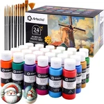 Artecho ATO-AP2475 Acrylic Paint Set Colors Oz With 12 Brushes Non Toxic. Fixed Price $27.00.