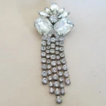 Art Deco Brooch Pin White Rhinestones With Tassel 4018. Fixed Price $32.95.