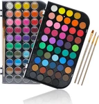 Artecho 48 Colors Watercolor Cake Set With 3 Brushes, Washable, Design, Perfect. Fixed Price $17.95.