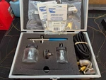 Badger Air-brush Co. Model Airbrush Set 150-4 W/ Case, Jars, Hose, Tips. Fixed Price $75.00.