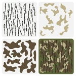 Fingerinspire 3 Pcs Layered Stencils - 11.8X11.8 Inch Plastic Camouflage Pa. Fixed Price $11.27.