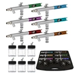 Set Of 6 Siphon Dual-action Airbrush Kit Hobby Temporary Tattoo Body Art Shirt. Fixed Price $139.99.