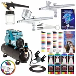 3 Master Airbrush 1/4HP Twin-piston Compressor, 6 Color Acrylic Paint Set. Fixed Price $299.99.