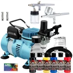 2 Airbrush Kit 5 Wicked Colors Compressor Dual-action Createx Hobby Set. Fixed Price $166.99.