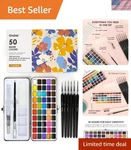 50 Colors Watercolor Paint Set With Brushes - Ultimate Artist's Kit. Fixed Price $34.99.